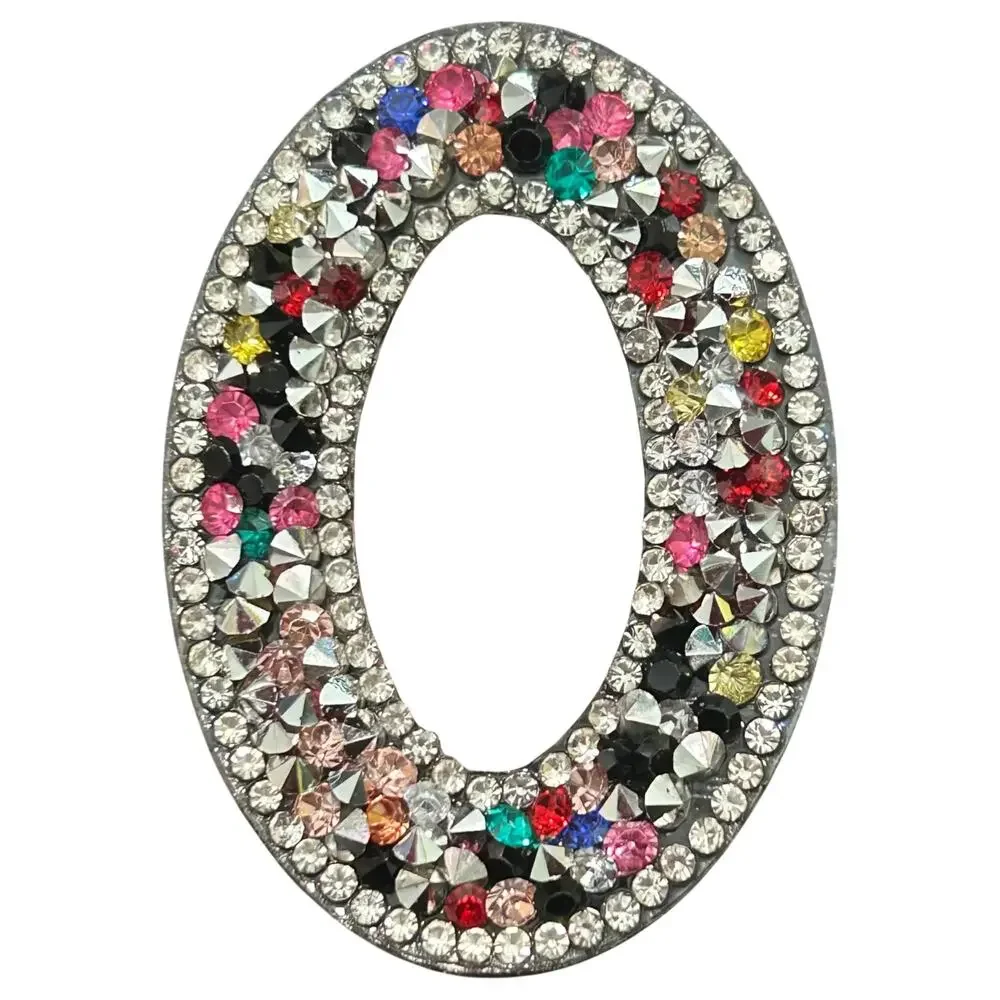 Letter O Multicolor Rhinestone Iron On Patch